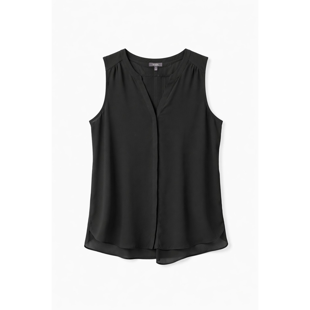 NYDJ Sleeveless Blouse‎ Size Small Black Sheer Layered Top Office Minimalist